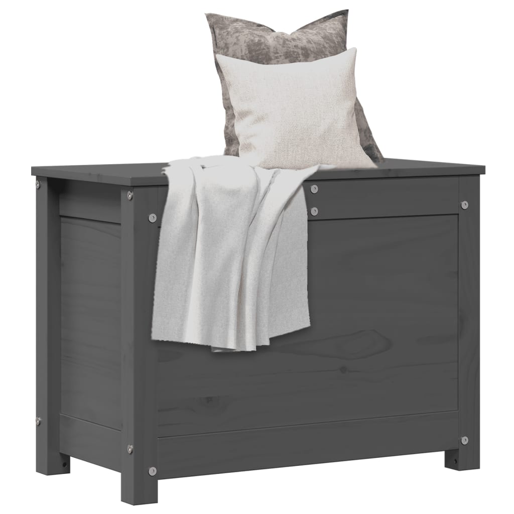 Boîte de rangement Gris 60x32x45,5 cm Bois massif de pin