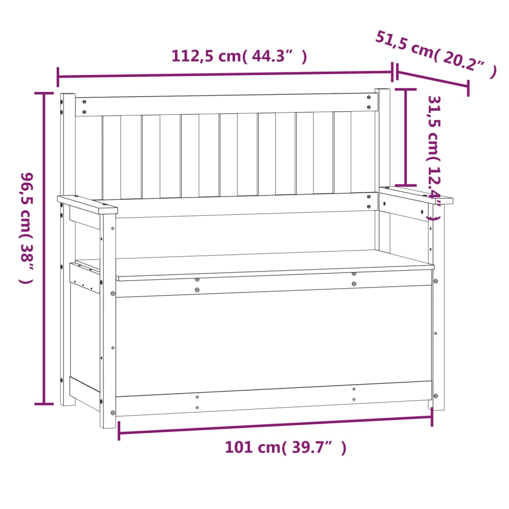 Bench 112.5x51.5x96.5 cm Solid pine wood