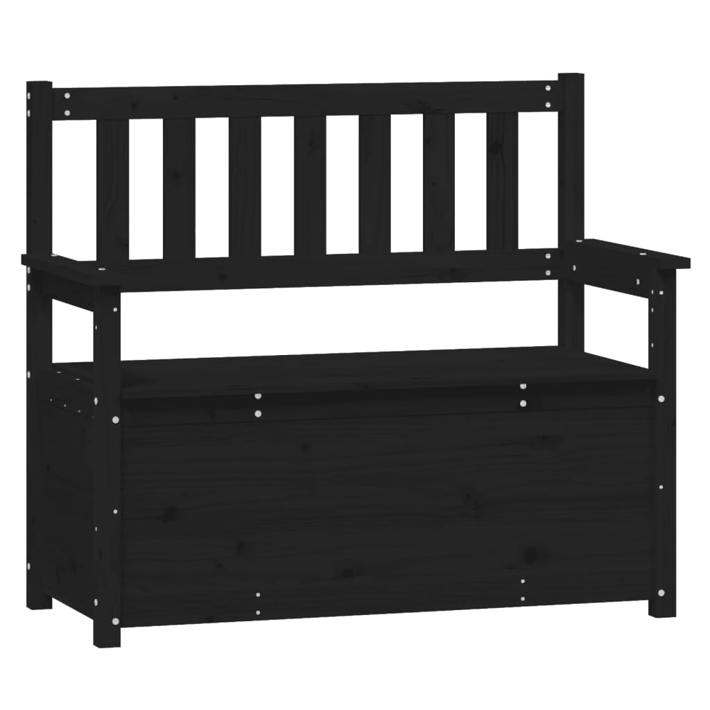 Black Bench 112.5x51.5x96.5 cm Solid Pine Wood