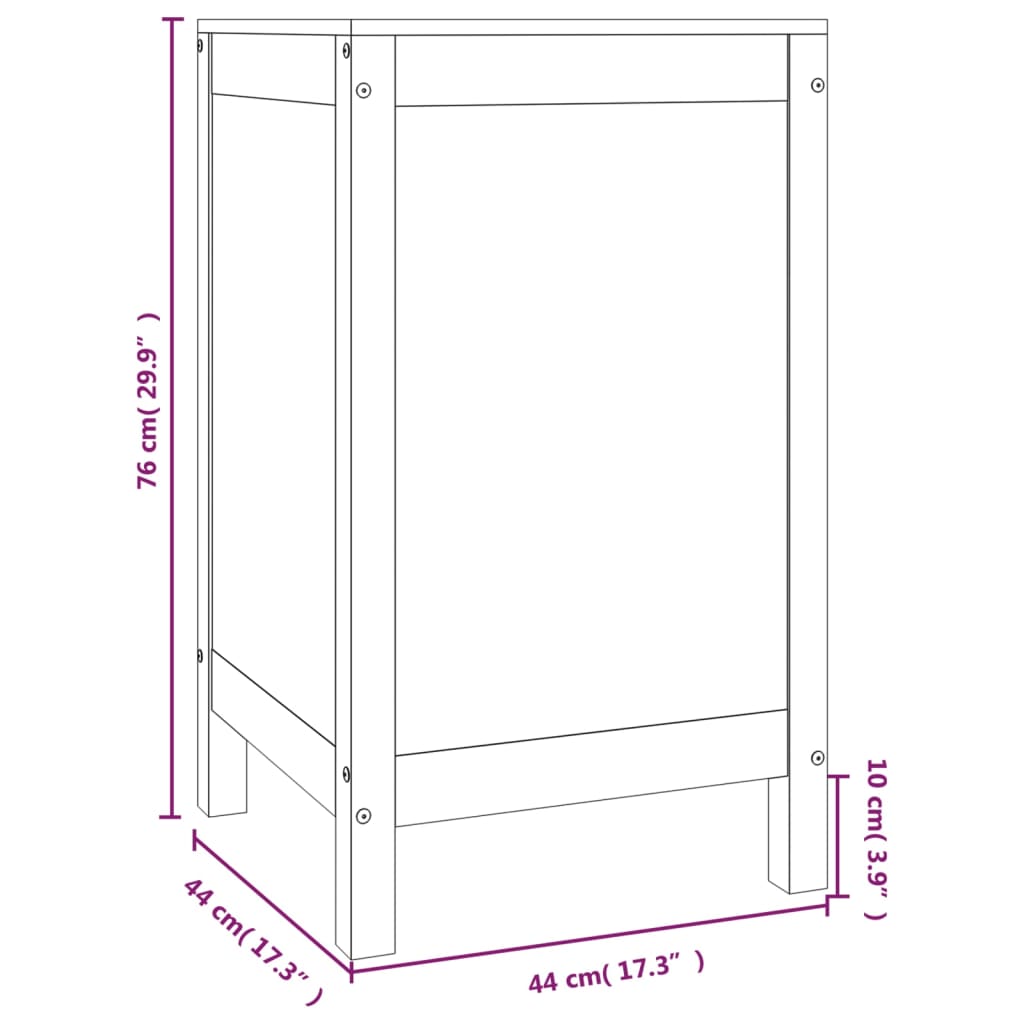 Boîte à linge Marron miel 44x44x76 cm Bois massif de pin