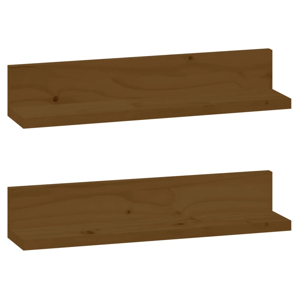 Étagères murales 2 pcs Marron miel 50x11x9cm Bois de pin massif