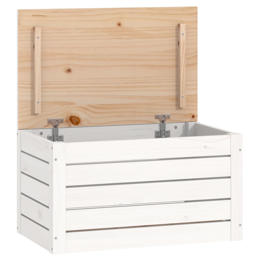 Boîte de rangement Blanc 59,5x36,5x33 cm Bois massif de pin