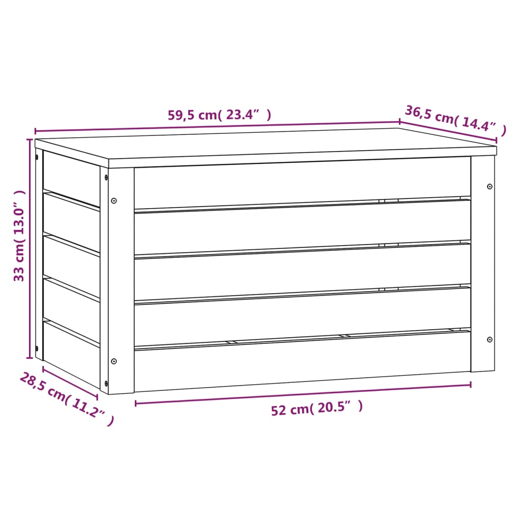 Boîte de rangement Blanc 59,5x36,5x33 cm Bois massif de pin