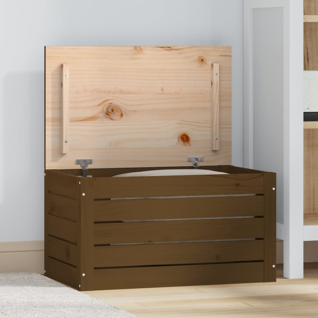 Boîte de rangement Marron miel 59,5x36,5x33 cm Bois massif pin