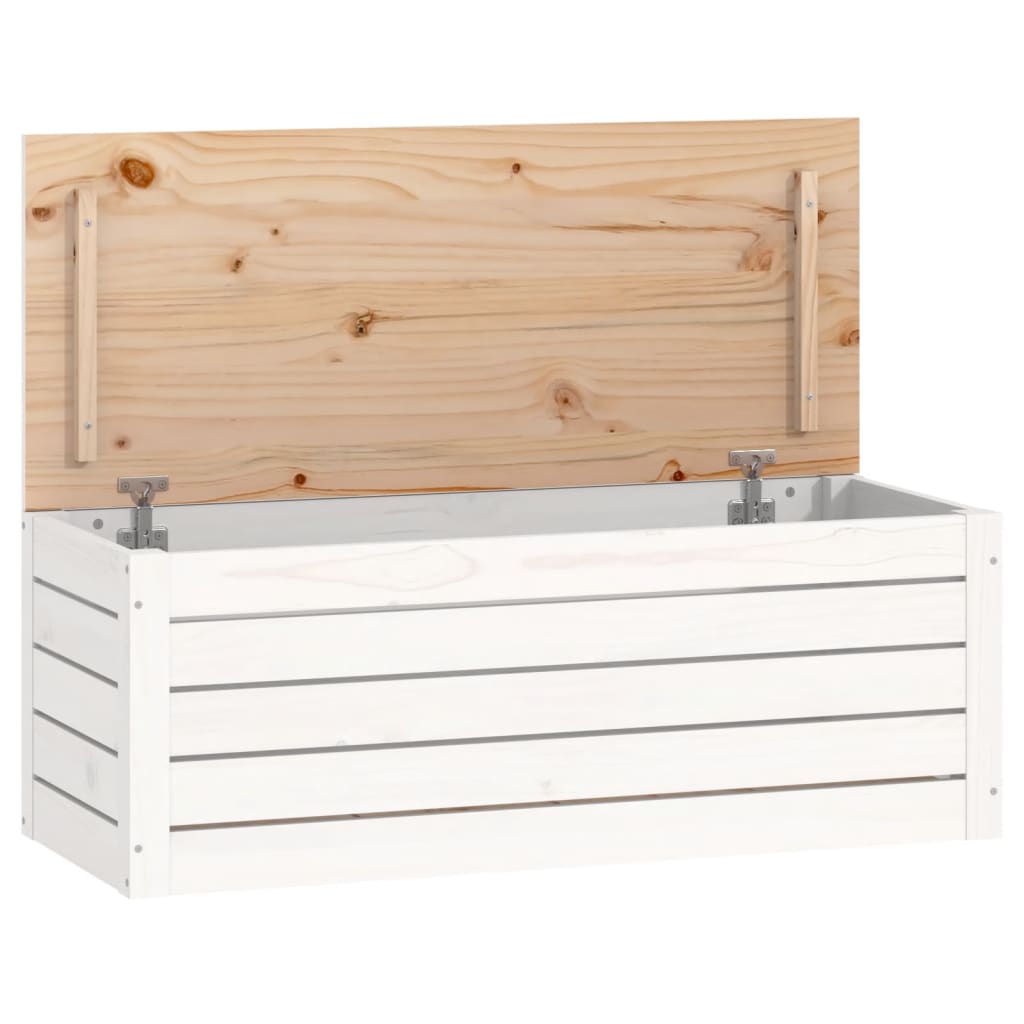 Boîte de rangement Blanc 89x36,5x33 cm Bois massif de pin