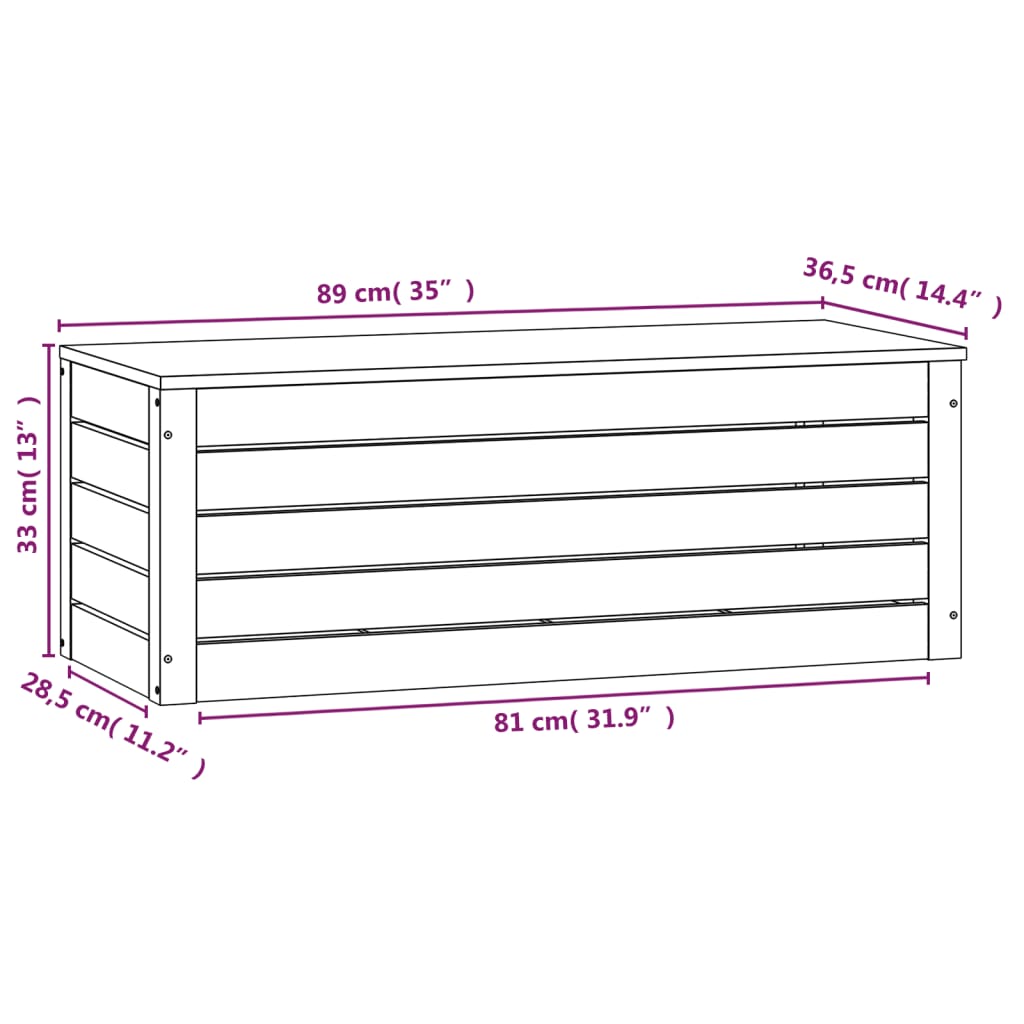 Boîte de rangement Blanc 89x36,5x33 cm Bois massif de pin