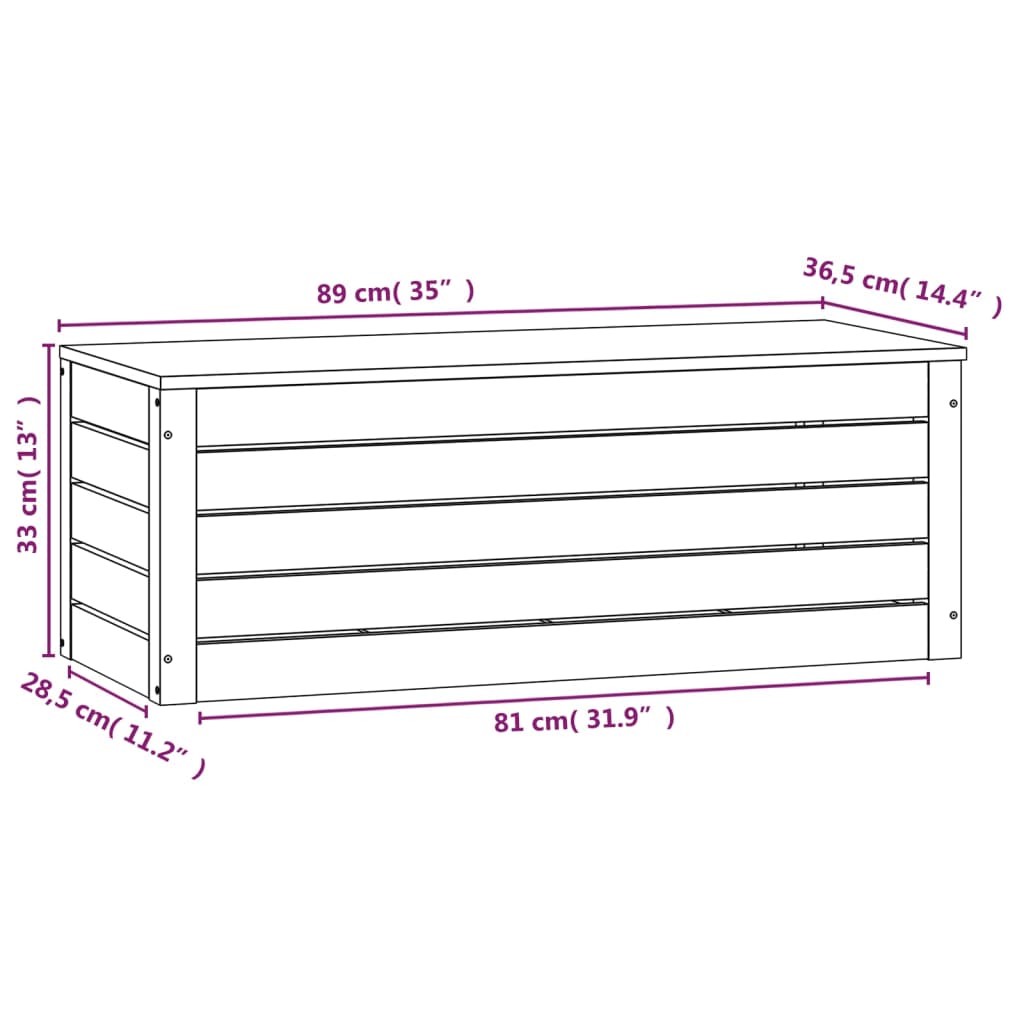 Boîte de rangement Marron miel 89x36,5x33 cm Bois massif pin