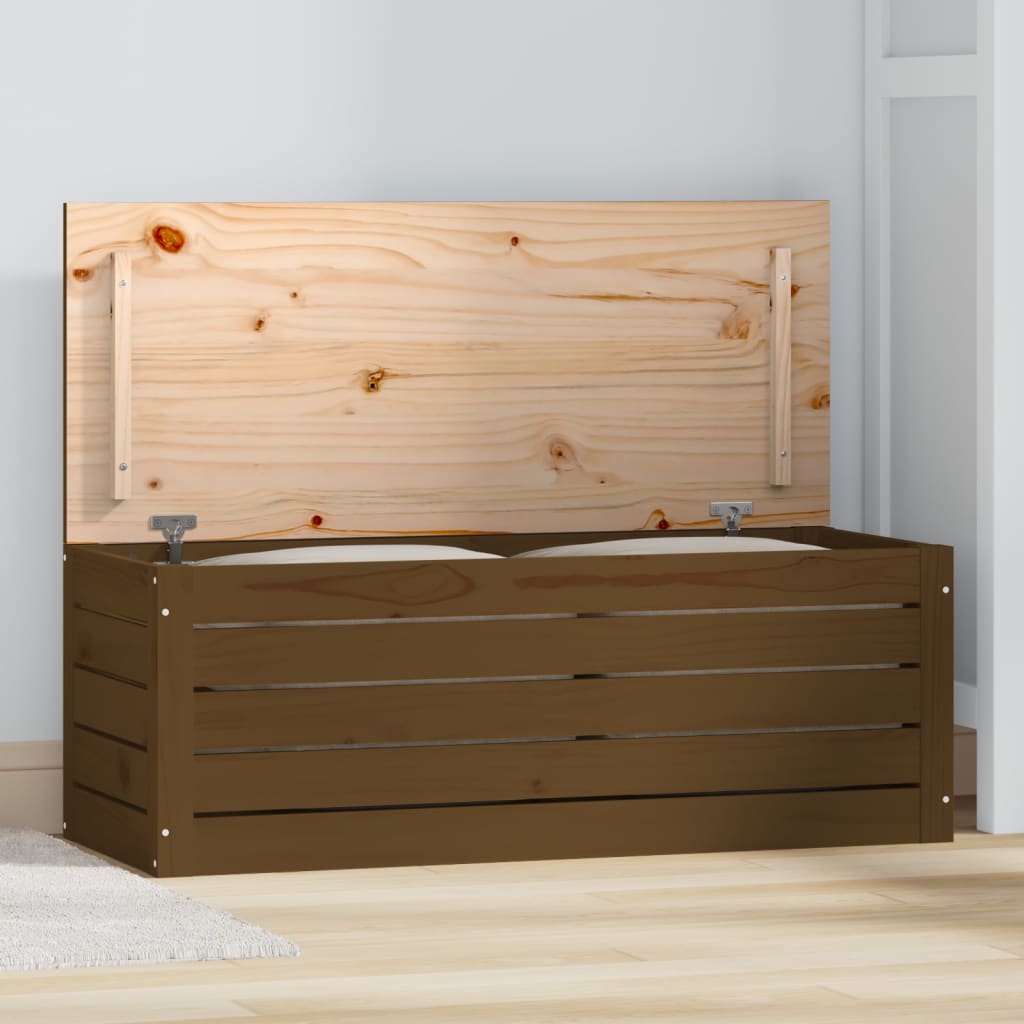 Boîte de rangement Marron miel 89x36,5x33 cm Bois massif pin