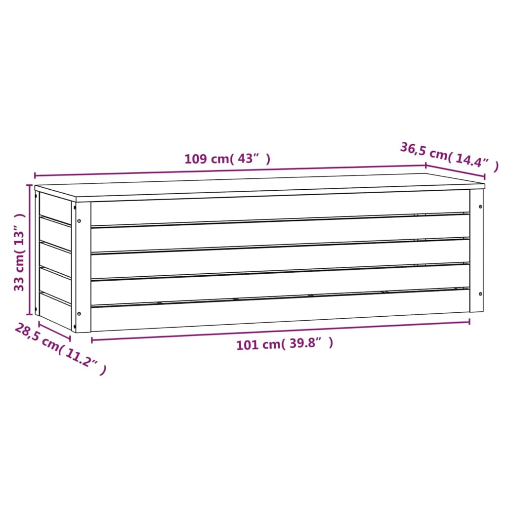 Boîte de rangement 109x36,5x33 cm Bois massif de pin