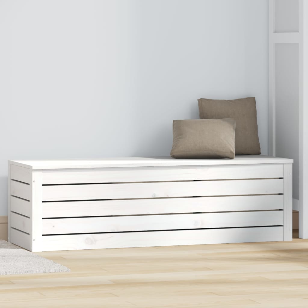 Boîte de rangement Blanc 109x36,5x33 cm Bois massif de pin