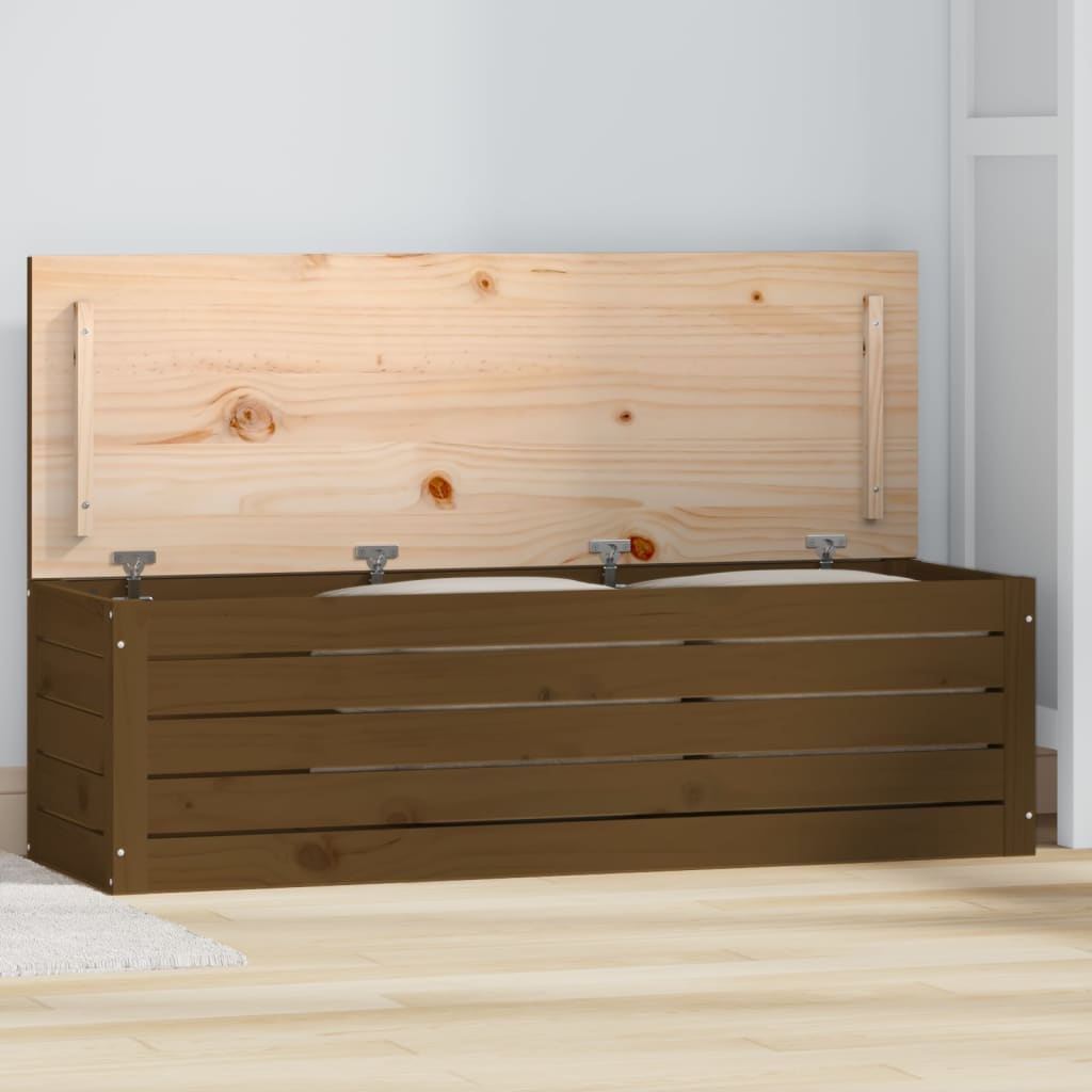 Boîte de rangement Marron miel 109x36,5x33 cm Bois massif pin