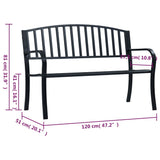 Banc de jardin Noir 120 cm Acier