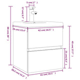 Meuble lavabo avec bassin intégré Chêne fumé Bois d'ingénierie