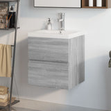 Meuble lavabo avec bassin intégré Sonoma gris Bois d'ingénierie