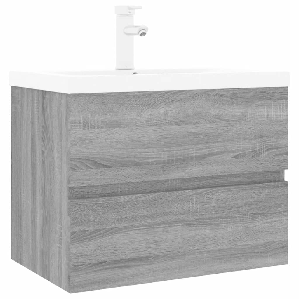 Meuble lavabo avec bassin intégré Sonoma gris Bois d'ingénierie