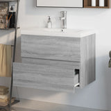 Meuble lavabo avec bassin intégré Sonoma gris Bois d'ingénierie