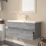 Meuble lavabo avec bassin intégré Sonoma gris Bois d'ingénierie