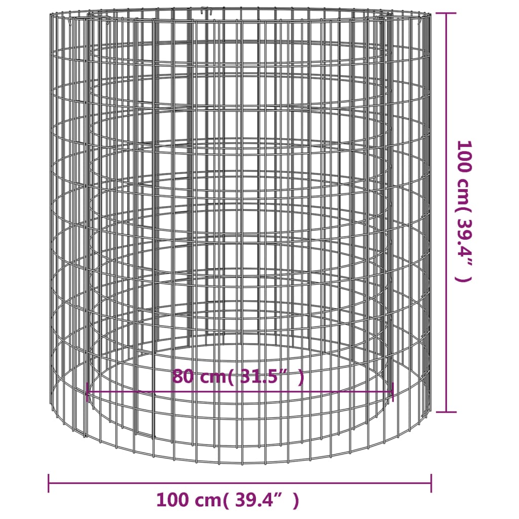 Foyer en gabion Ø 100 cm fer galvanisé