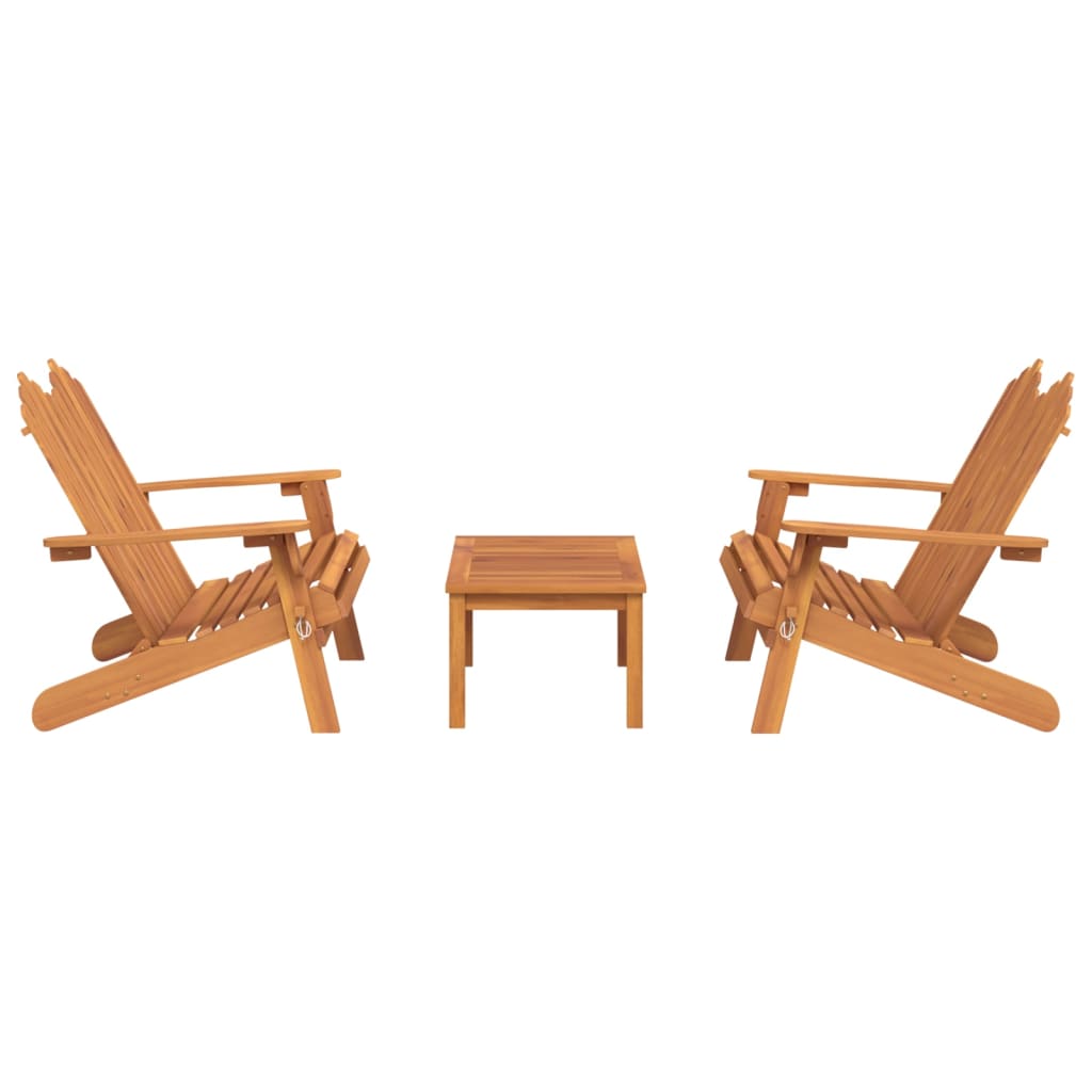 Ensemble de salon de jardin Adirondack 3 pcs bois acacia solide