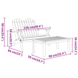 Ensemble de salon de jardin Adirondack 3 pcs bois acacia solide