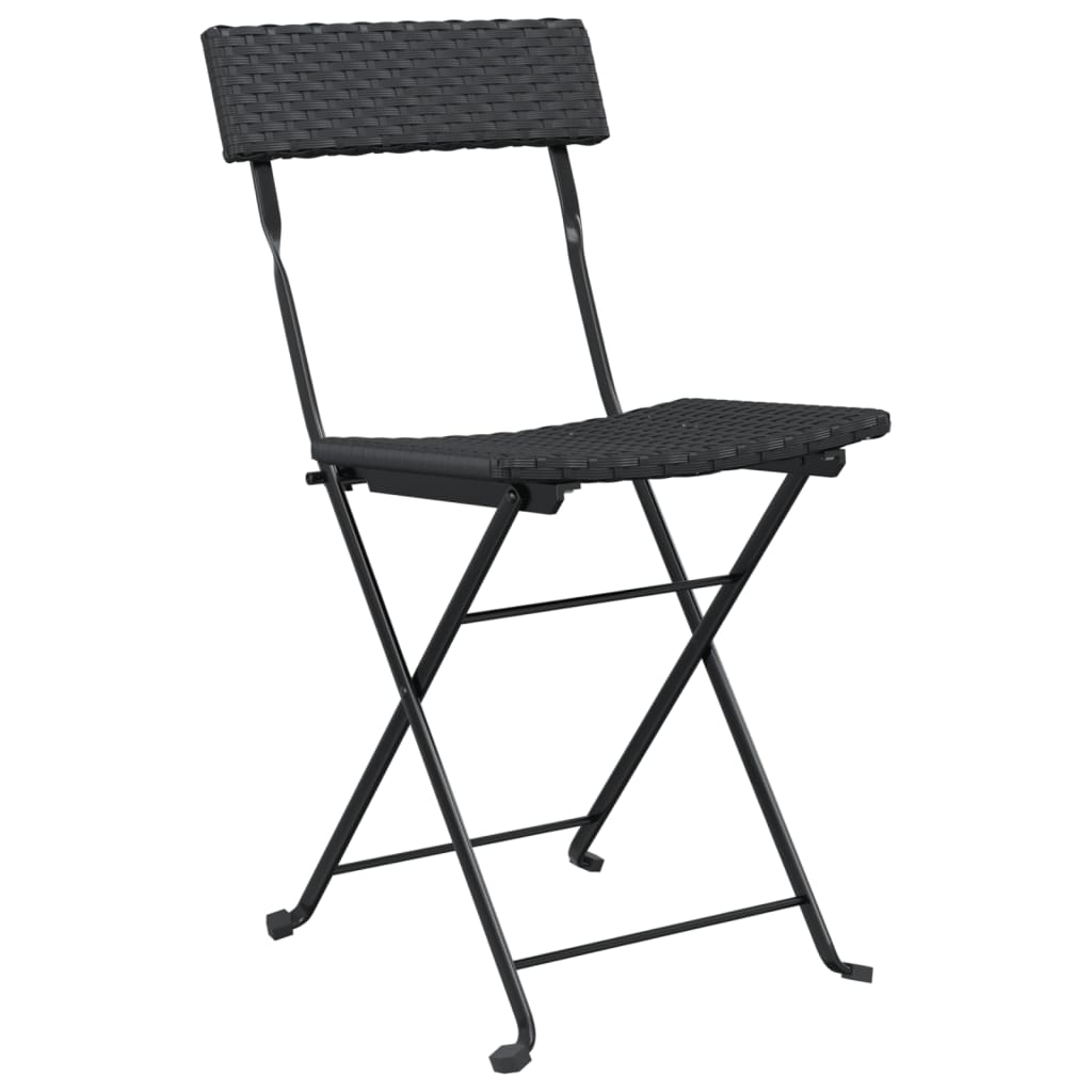 Chaises de bistrot pliantes lot de 4 Noir Résine tressée acier