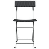 Chaises de bistrot pliantes lot de 4 Noir Résine tressée acier