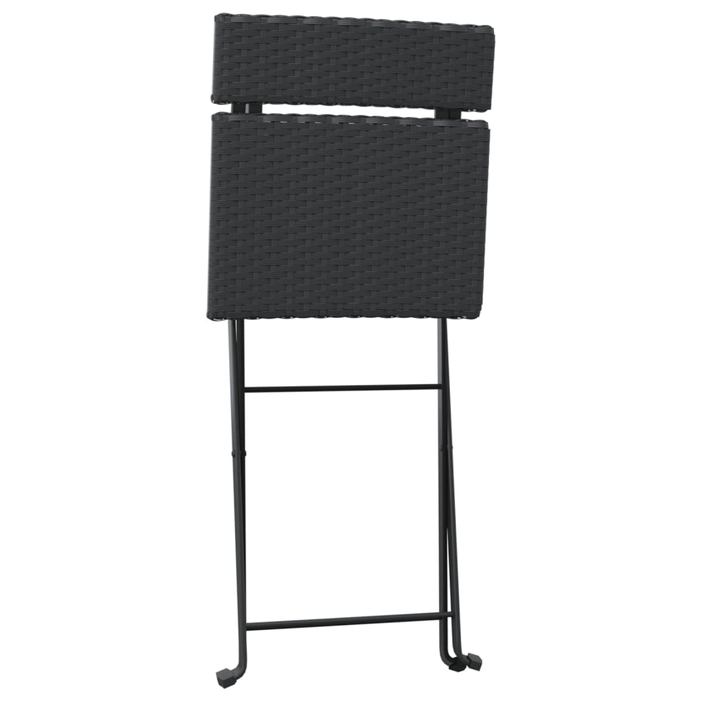 Chaises de bistrot pliantes lot de 4 Noir Résine tressée acier