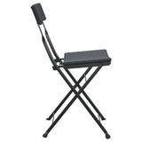 Chaises de bistrot pliantes lot de 4 Noir Résine tressée acier