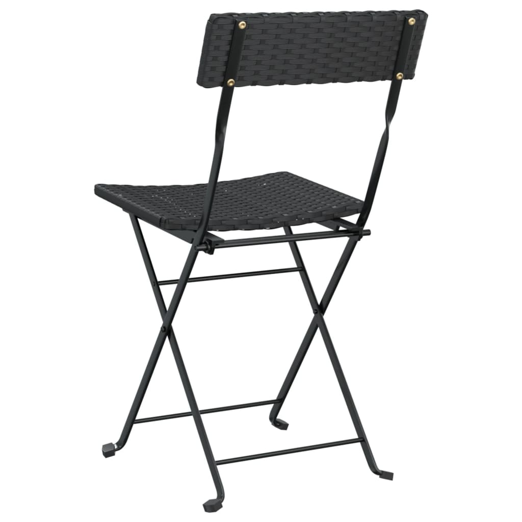 Chaises de bistrot pliantes lot de 4 Noir Résine tressée acier