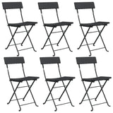 Chaises de bistrot pliantes lot de 6 Noir Résine tressée acier