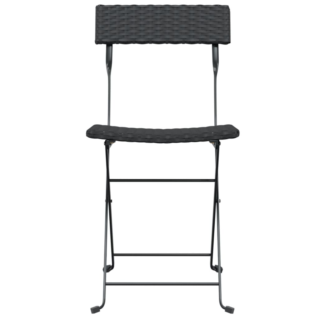 Chaises de bistrot pliantes lot de 6 Noir Résine tressée acier