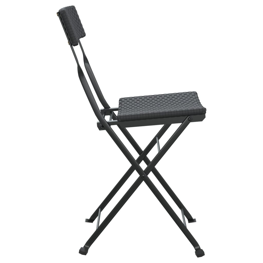 Chaises de bistrot pliantes lot de 6 Noir Résine tressée acier