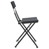 Chaises de bistrot pliantes lot de 6 Noir Résine tressée acier