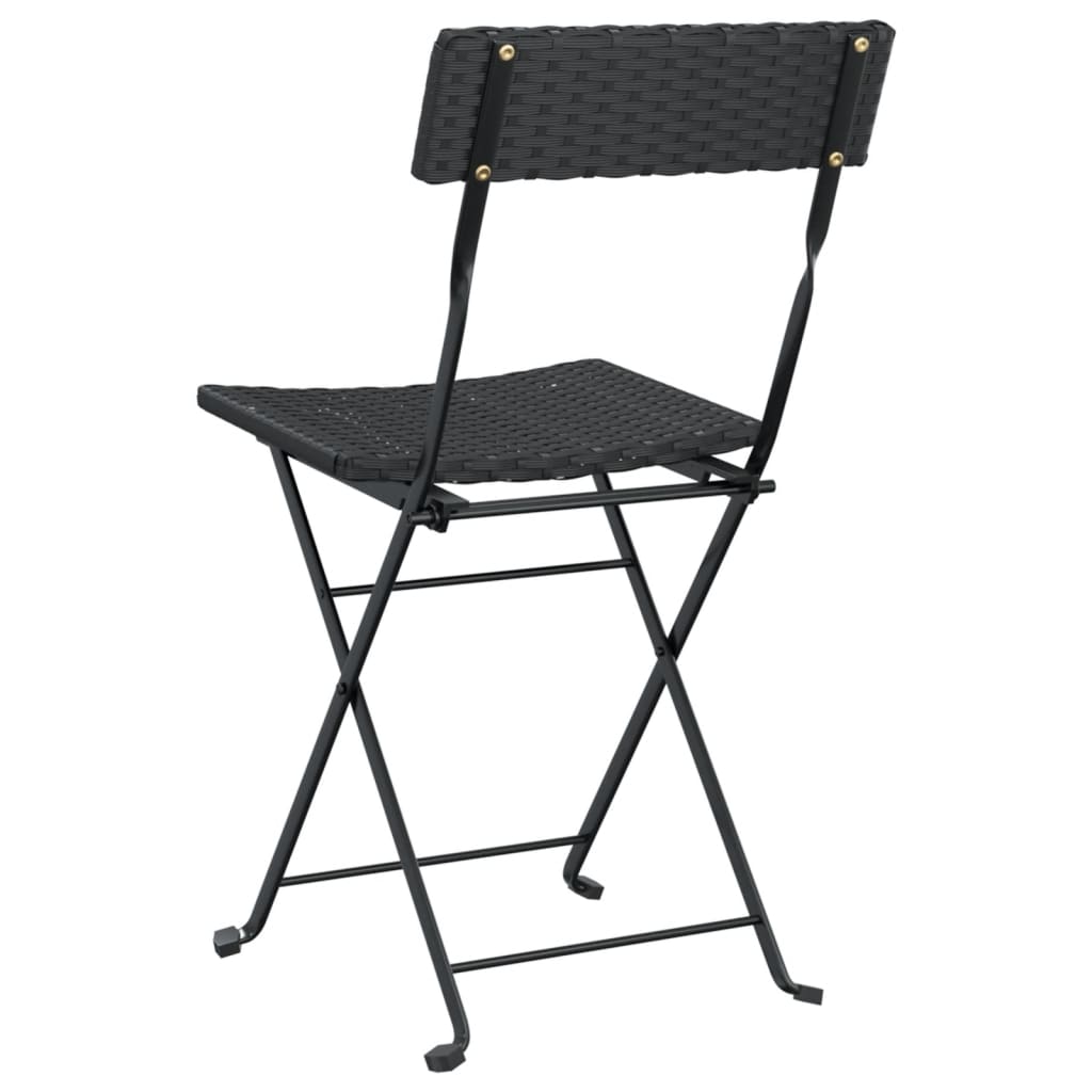 Chaises de bistrot pliantes lot de 6 Noir Résine tressée acier