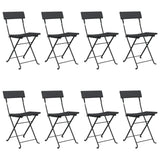 Chaises de bistrot pliantes lot de 8 Noir Résine tressée acier