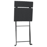 Chaises de bistrot pliantes lot de 8 Noir Résine tressée acier