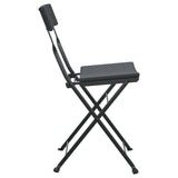 Chaises de bistrot pliantes lot de 8 Noir Résine tressée acier