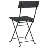 Chaises de bistrot pliantes lot de 8 Noir Résine tressée acier