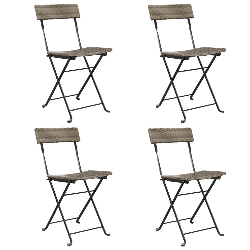 Chaises de bistrot pliantes lot de 4 Gris Résine tressée acier