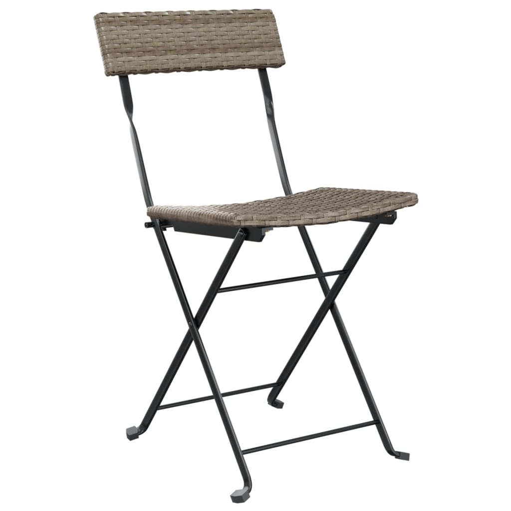 Chaises de bistrot pliantes lot de 4 Gris Résine tressée acier