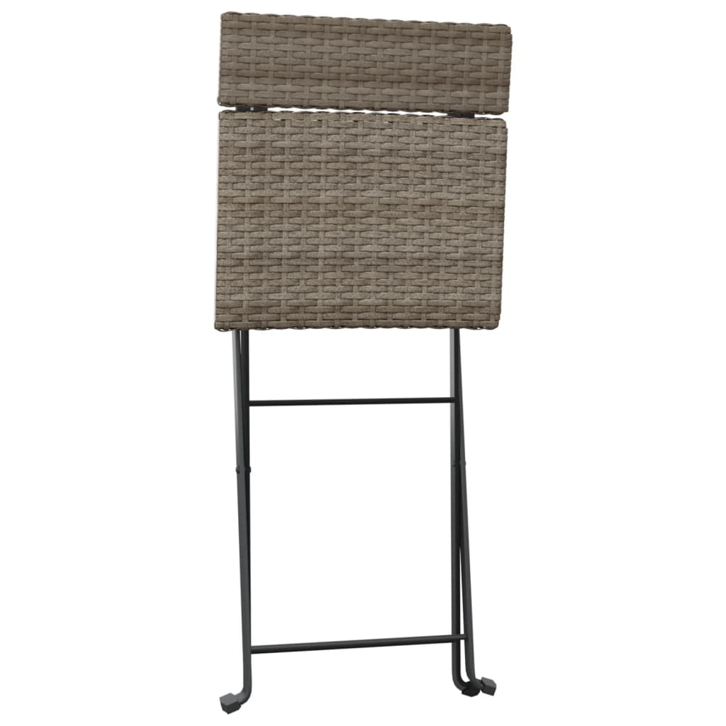 Chaises de bistrot pliantes lot de 4 Gris Résine tressée acier