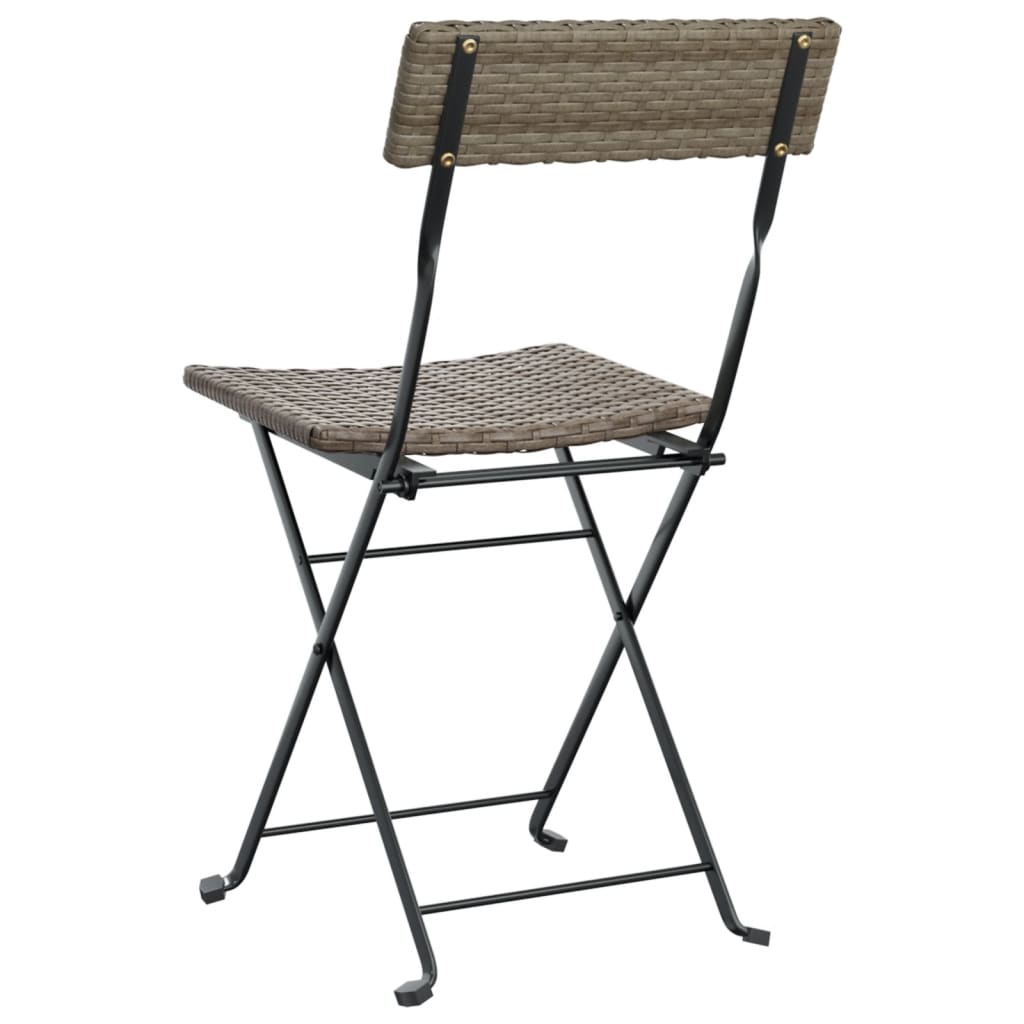 Chaises de bistrot pliantes lot de 4 Gris Résine tressée acier