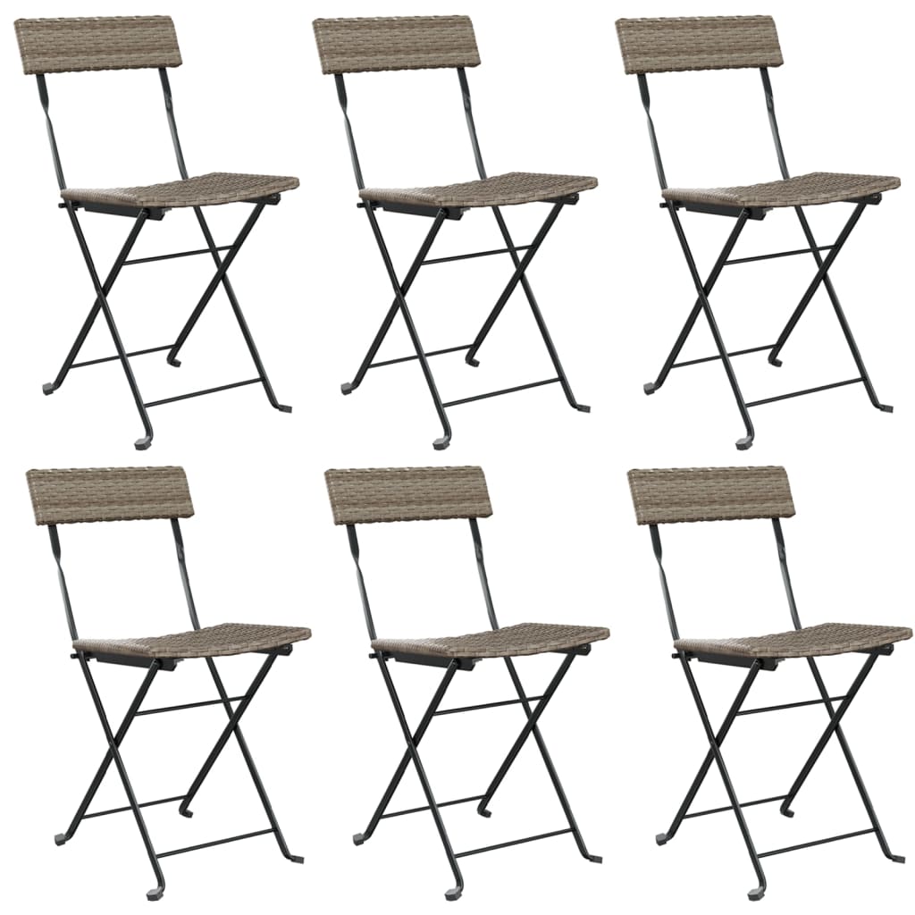 Chaises de bistrot pliantes lot de 6 Gris Résine tressée acier