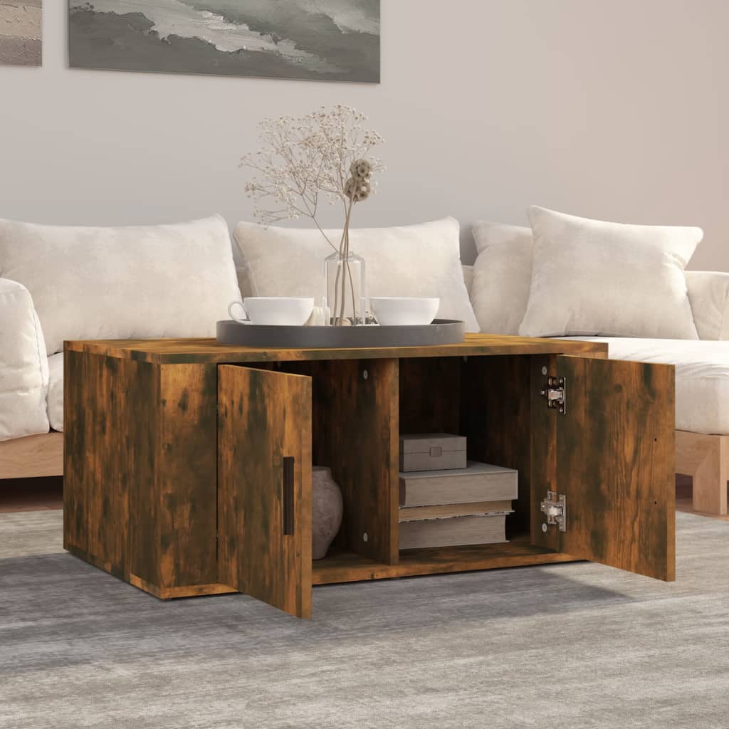 Table basse Chêne fumé 80x50x36 cm Bois d'ingénierie