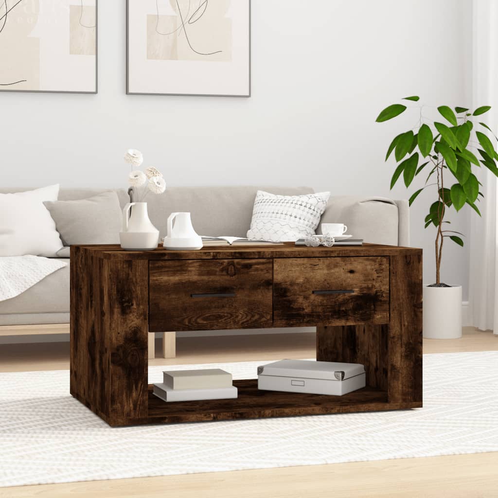 Table basse Chêne fumé 80x50x40 cm Bois d'ingénierie