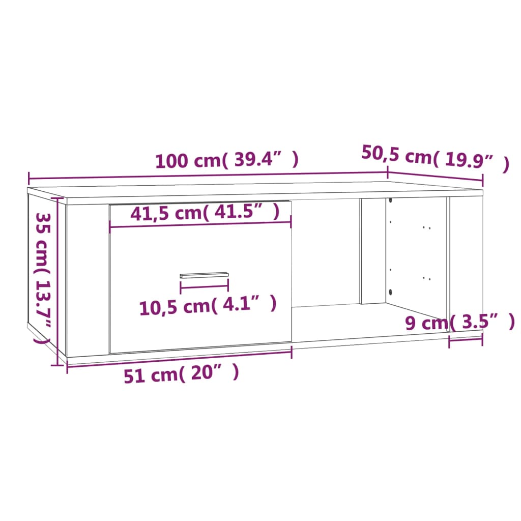 Table basse Noir 100x50,5x35 cm Bois d'ingénierie