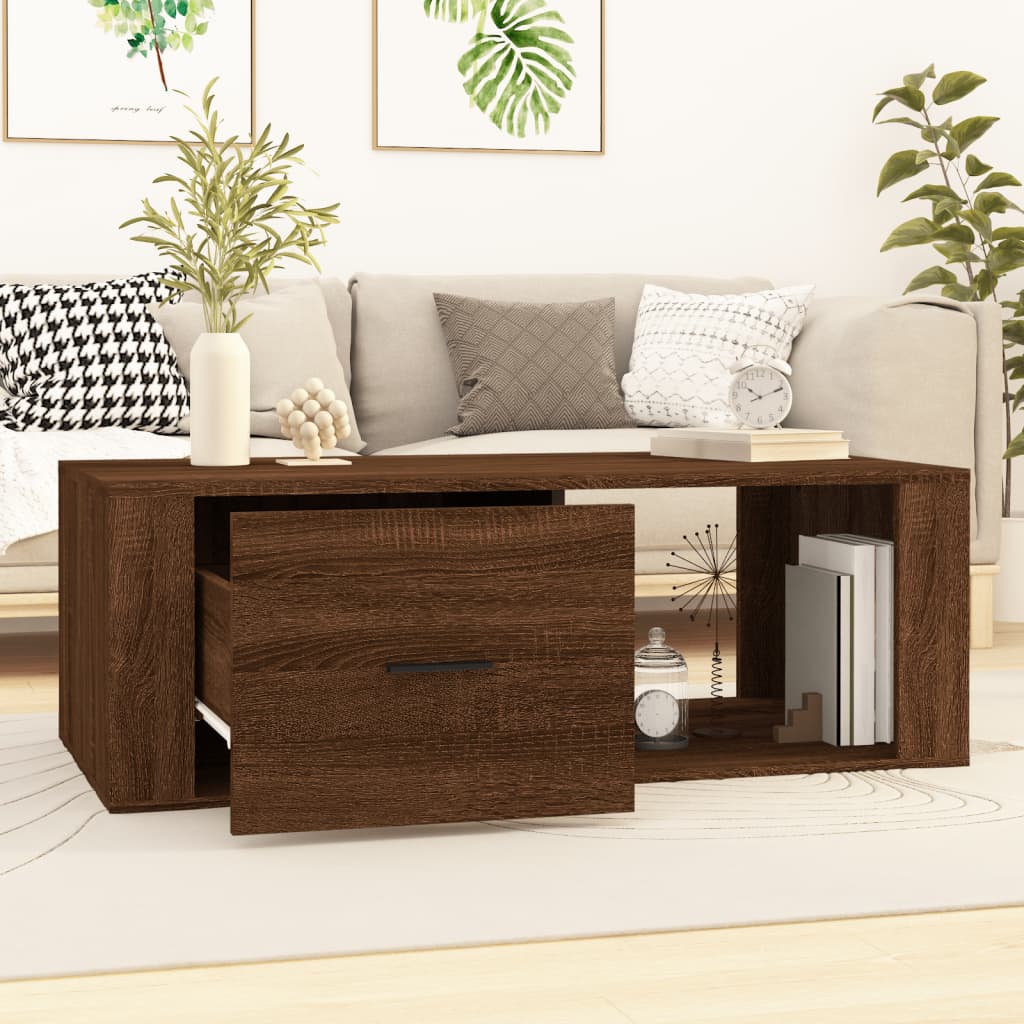 Table basse Chêne marron 100x50,5x35 cm Bois d'ingénierie