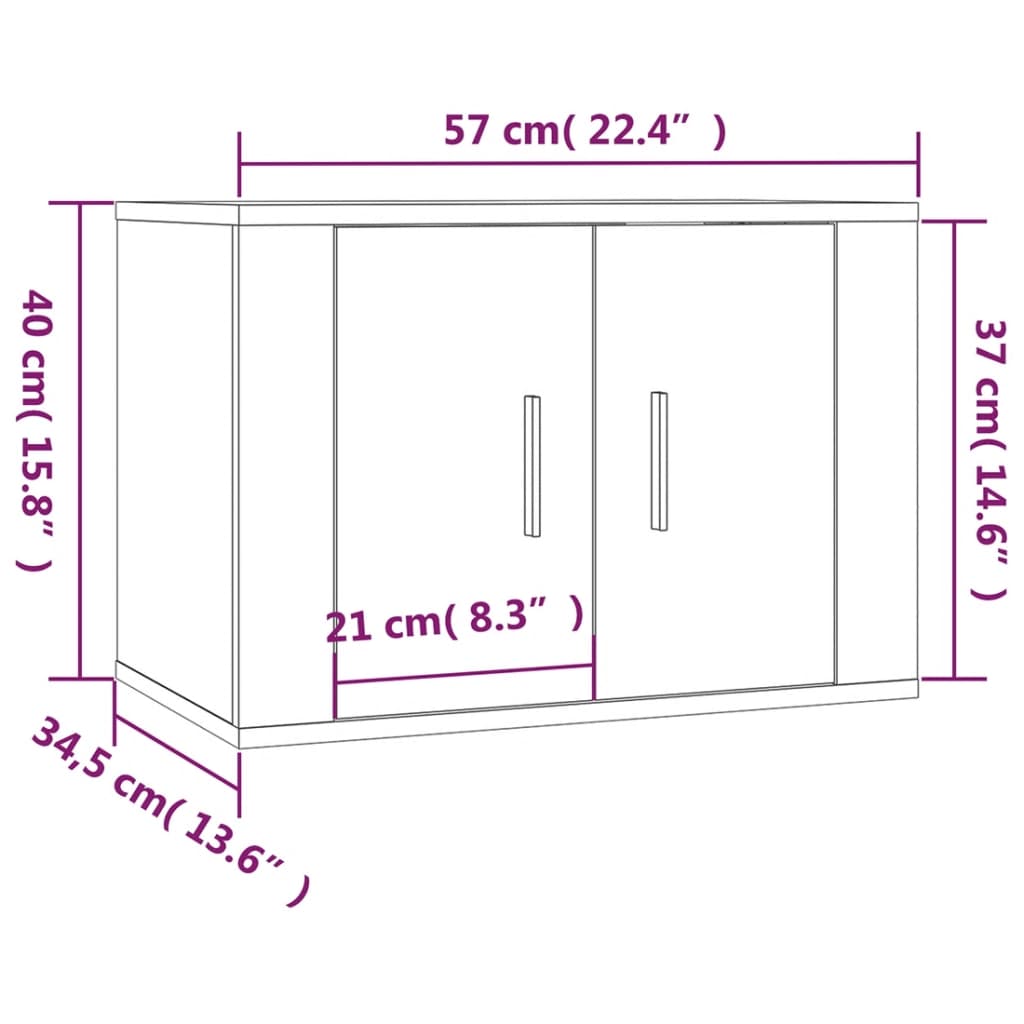 Meuble TV mural Blanc brillant 57x34,5x40 cm