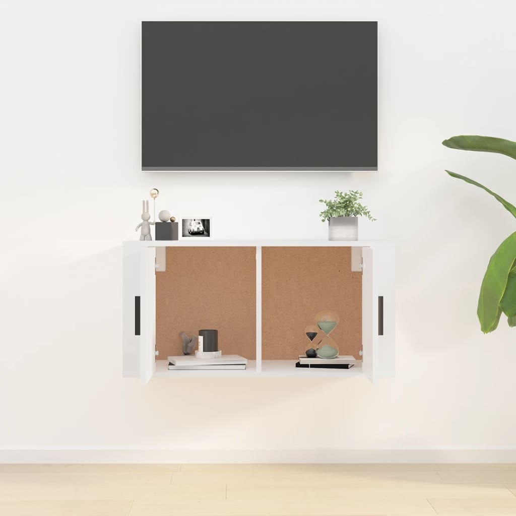 Meuble TV mural Blanc brillant 80x34,5x40 cm