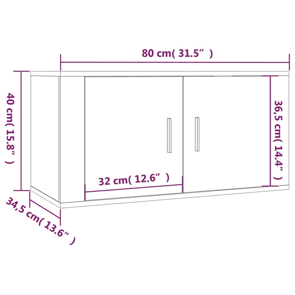 Meuble TV mural Sonoma gris 80x34,5x40 cm